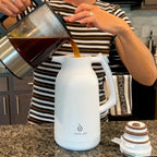 IDEUS Thermal Coffee Carafe 68oz (2,000ml), Stainless Steel Double Wall Insulated Vacuum Flask, Water Jug Coffee Server and Beverage Dispenser, Heat and Cold Retention (Metallic, 68oz (2,000ml))
