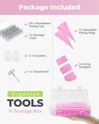 Kootek 32-Piece Piping Bags and Tips Set with 24 Icing Piping Tips, 2 Reusable Pastry Bags 12 Inch, Reusable Piping Icing Bags and Tips, Cake Decorating Kit for Frosting Cookie, Cupcake
