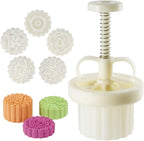 Moon Cake Mold Set Cookie Stamp 5pcs 100g Stamps, Thickness Adjustable DIY Cookie Press Decoration Cake Mold Hand Cutter Set