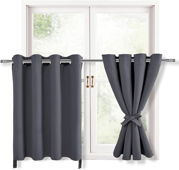 Grommet Blackout Curtains for Bedroom 52 x 36 Inches Long Dark Grey | Thermal - Image 8