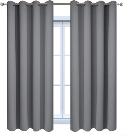 Yakamok Grey Room Darkening Curtains 52x63 inch Gray Grommet-Living Room | 2 - Image 8