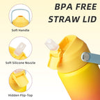 BJPKPK Insulated Water Bottle with Straw Lid, 12oz Thermos Water Bottles with Soft Nozzle, Flex Handle & Non-slip Boot, BPA Free Leak Proof Stainless Steel Metal Thermos, Tumblers, Cups,Rainbow