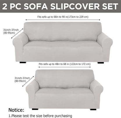 Peryiter 2 Pcs Sofa Covers Couch and Loveseat Covers Set Stretch Sofa Slipcover - Image 2