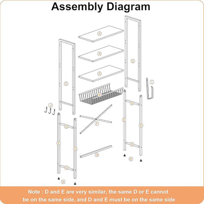 Kalrin Over-The-Toilet Storage Rack, 4-Tier Bathroom Organizer Shelf Over Toilet - Image 8