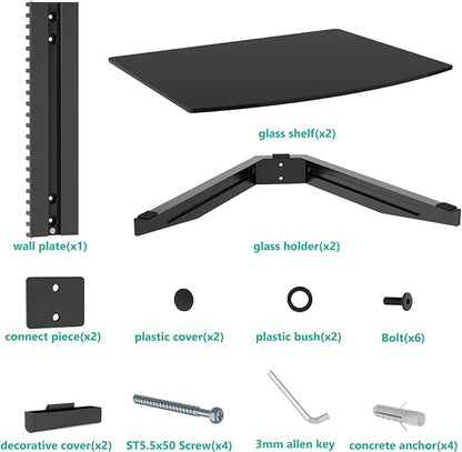 WALI Floating TV Shelf, 2 Tier Glass Projector Shelf - Image 9