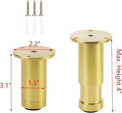 4 Pcs Gold Sofa Adjustable Legs Metal Modern Furniture Legs - Image 3