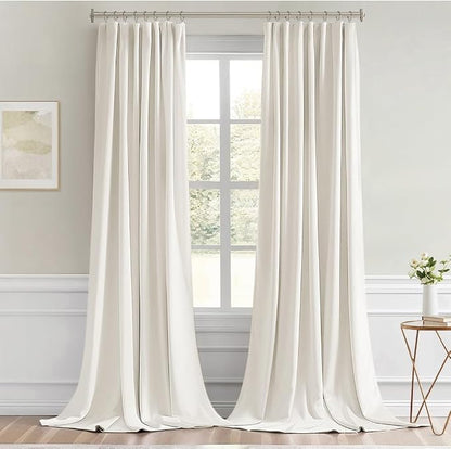 MIULEE Ivory Back Tab Blackout Curtains 52x120 Inch Long 2 Panels Set | Rod - Image 9