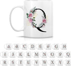 Retreez Initial A-Z Floral Botanical Bouquet Alphabet Monogrammed Monogram Mug 11 Oz Ceramic Tea Coffee Mugs - Appreciation Thank You Wedding Birthday Gifts for her friend coworker sister - Q Initial
