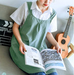NEWGEM Japanese Linen Cross Back Cooking Aprons for Women Men with Pockets Cute for Baking Kitchen
