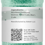 Bakell Emerald Green Tinker Dust - (45g 1x Shaker Jar) | Add a Radiant Touch to Desserts and Beverages with Edible Glitter!