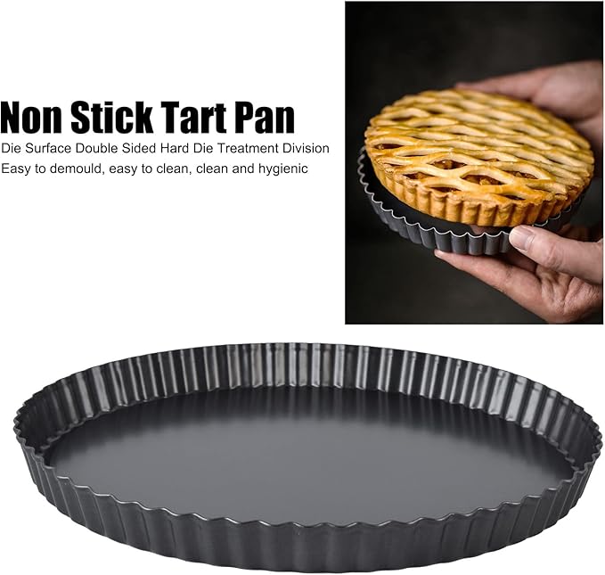 Yosoo Round Nonstick Quiche Pan, Tart Pan Quiche Pan Thickening Nonstick Deep Baking Dish Pie Plate with Removable Bottom(13inch)