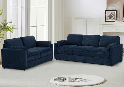 Classic Chenille Sofa Set with 2 Extra Armrest Pillows, Loveseat and 3-Seat by LESOFAIR