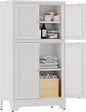 YAUWOH White Bathroom Floor Cabinet, Metal Storage Cabinet by YAUWOHFactoryOutletsColorfulMetalFurniture