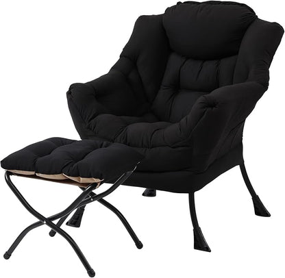 MBOOYOME Lazy Chair with Folding Ottoman, Modern Accent Lounge Armchair with by MBOOYOME