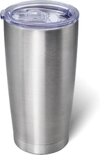 20oz Tumbler Bulk Stainless Steel Tumblers with Lid Vacuum Insulated Double Wall Travel Coffee Mug Powder Coated Tumbler Cup for Hot and Cold Drinks(Stainless Steel, 1 pack)
