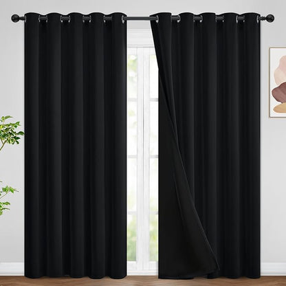 SimpleHome Black 100% Blackout Curtains Room Darkening Living Room 84 Inch | by SimpleHome