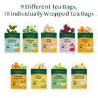 VAHDAM, Assorted Herbal Tea Sampler (18 Tea Bags, 9 Flavors) Caffeine-Free, Non-GMO | Double Infusion, Individually Enveloped Tea Bags | Herbal Tea Assortment