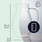 Glass Pitcher with Lid and Spout - 2 Liter / 68 oz, Borosilicate Glass w/Handle - Carafe for Hot/Cold Beverages - Water Jug - Iced Tea Pitcher - Juice Server - by PJC-Kitchen