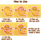 Mini Ghost Cookie Cutters, DIY 3d Halloween Raised Design Cookie Stamps, Cookie Cutter Set suitable for Frosting Decoration, Mini Gingerbread Pie Molds, Day of The Dead Decorations (Ghost)