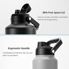 BJPKPK One Gallon(128 oz) Insulated Water Bottle, Dishwasher Safe Stainless Steel Thermos, BPA Free Jug with Ergonomic Handle & Anti-slip Bottom, Large Water Bottle, Black