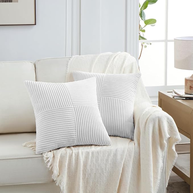 Fancy Homi 2 Packs White Samll Decorative Throw Pillow Covers 12x12 Inch - Image 6