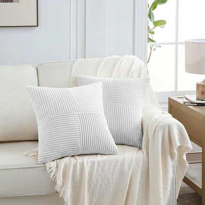Fancy Homi 2 Packs White Samll Decorative Throw Pillow Covers 12x12 Inch - Image 6