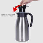 GiNT 64Oz Thermal Coffee Carafe, Insulated Stainless Steel Coffee Carafes for Keeping Hot/Double Walled Vacuum Thermal Carafe (Silver, 1.9L)