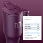 IRON °FLASK Co-Pilot Insulated Mug w/Straw & Flip Cap Lids - Cup Holder Bottle for Hot, Cold Drink - Leak-Proof - Water, Coffee Portable Travel Mug - Burgundy, 40 Oz