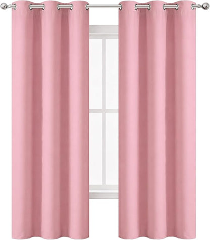 Pink Thermal Blackout Curtains/38 x 84 Inch/Set of 2 Panels Room Darkening - Image 2