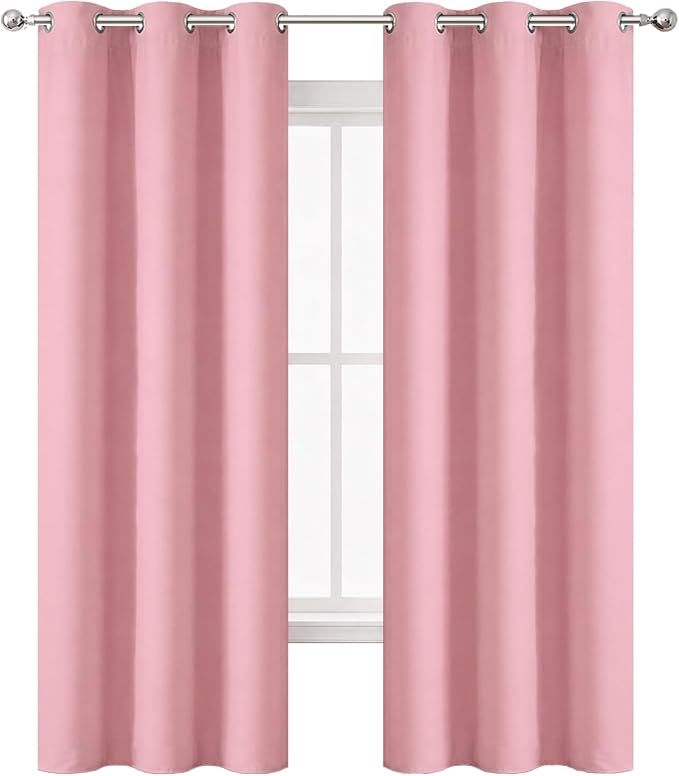 Pink Blackout Curtains 34 x 84 Inch Length/Set of 2 Curtain Panels/Thermal - Image 2