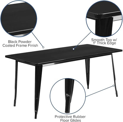 Flash Furniture Charis Commercial Grade 31.5" x 63" Rectangular Black Metal - Image 4