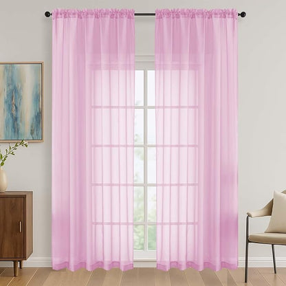 Light Pink Bedroom Curtains 2 Panel Sets 90 Inch Length, 59 Inch Extra Wide by OVZME
