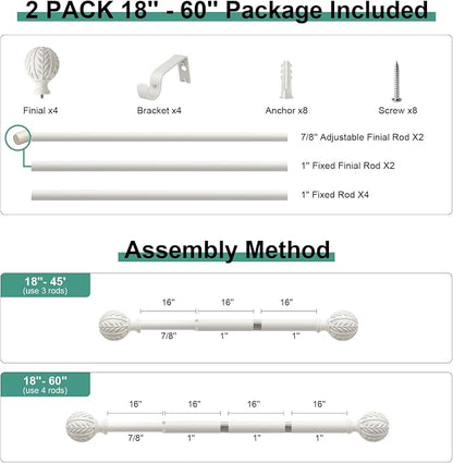 QDWIS 2 Pack Antique White Curtain Rods - Image 8