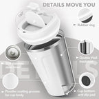 Volhoply 12 oz Double Wall Insulated Vacuum Travel Coffee Mug with Flip Lid,Reusable Stainless Steel Leak Proof Coffee Cup,Portable Iced Cafe Thermal Tumbler Suitable for Hot&Cold Drinks(White,1 Set)