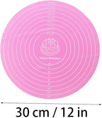 Round Baking Mat, Cake Turntable Mat, Cake Mat Round Silicone Baking Mat, 12 In Pink Cakes Pastry Mat for CakeTurntable Bracket