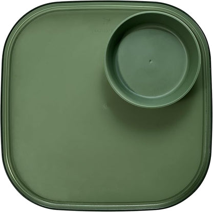 Madesmart Dipware Reusable Dining Plate/Serving Tray for Appetizers and Snacks, Food-Safe Appetizer Serving Platter with Removable Dip Bowl, Olive