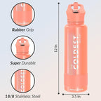 Coldest Insulated Water Bottle with Straw Lid - Stainless Steel Metal Insulated Bottle for Men & Women (Pink Froze Glitter, 40 oz)