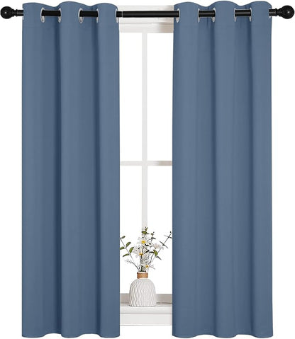 NICETOWN Thermal Insulated Curtains Blackout Draperies, Stone Blue, 29 by 40 - Image 2