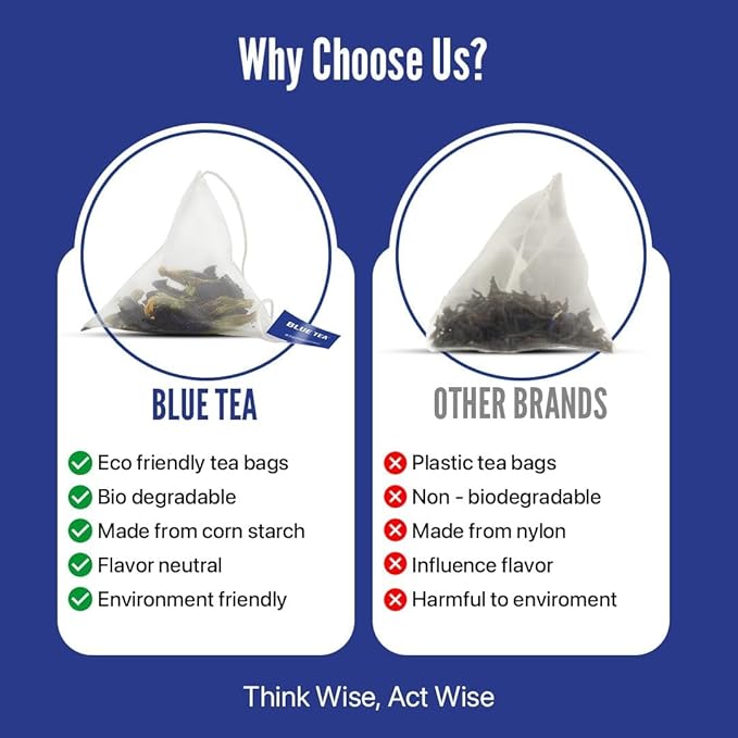 BLUE TEA - Butterfly Pea Flower Tea - 15 Count - Pyramid Plant Based Tea Bag | ANTIOXIDANT RICH | Herbal Tea - Caffeine Free - Detox Tea - Flower Based - Non Bitter | Reusable Tin Pack