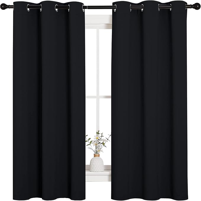 NICETOWN Halloween Pitch Black Solid Thermal Insulated Grommet Blackout by NICETOWN