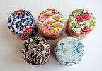 Japanese Pokkan Coffee Spice Tea Tin Canister Washi Paper Storage with Lid 7.05 oz Capacity (Han)