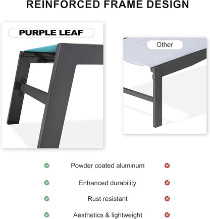 PURPLE LEAF Extra Large Outdoor Chaise Lounge 2 Pieces Aluminum Patio Lounge - Image 3