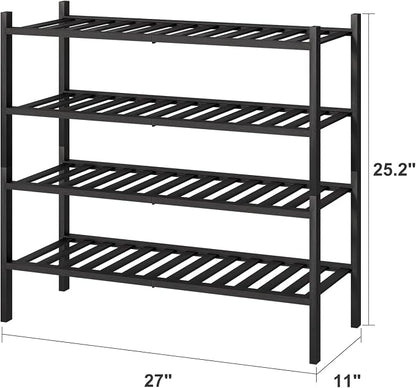 viewcare 4-Tier Black Bamboo Shoe Rack - Image 3