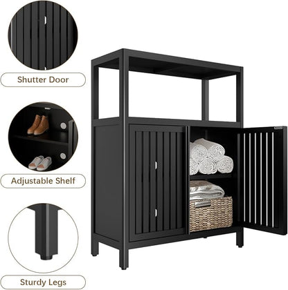 Bamboo Storage Cabinet Bathroom Floor Cabinet Side Storage Organizer Cabinet - Image 5