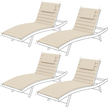 Sundale Outdoor Olefin Quilted Lounge Cushion Set of 4, Patio Foldable Chaise by SundaleOutdoor