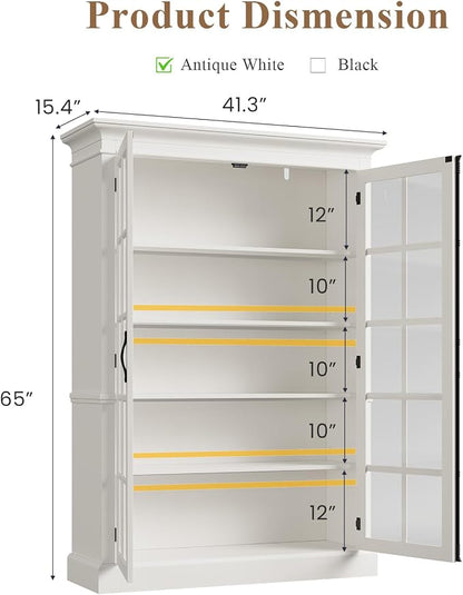 QUW Modern 65" Display Cabinet, 5-Tier Bookcase - Image 3
