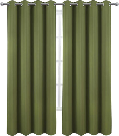 Blackout Curtains 52 x 120 Inch Long Olive Green Curtains Set of 2 Panels Room - Image 2