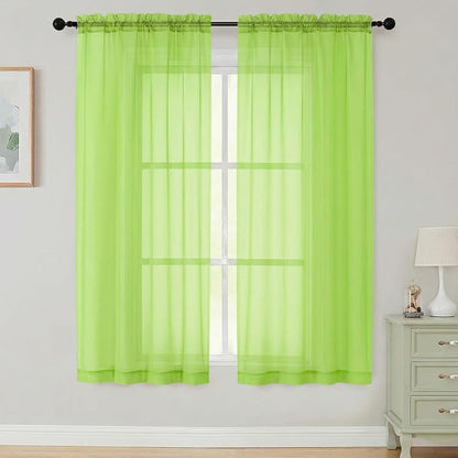 Sheer Curtains 63 Inch Length 2 Panels Set by WelvetBLK