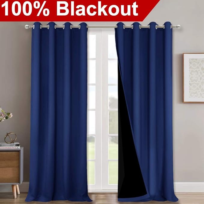 NICETOWN 100% Blackout Blinds, Royal Blue, Laundry Room Decor Window Treatment - Image 2