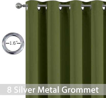 Yakamok Room Darkening Curtains 52x72 inch Length Olive Green-Living Room | 2 - Image 2